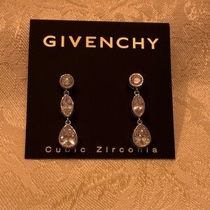 Givenchy Silver and Clear Cubic Zirconia Earrings